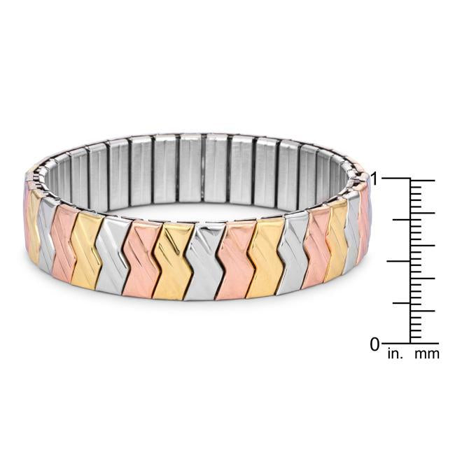 Tritone Zig-Zag Stainless Steel Stretch Bracelet