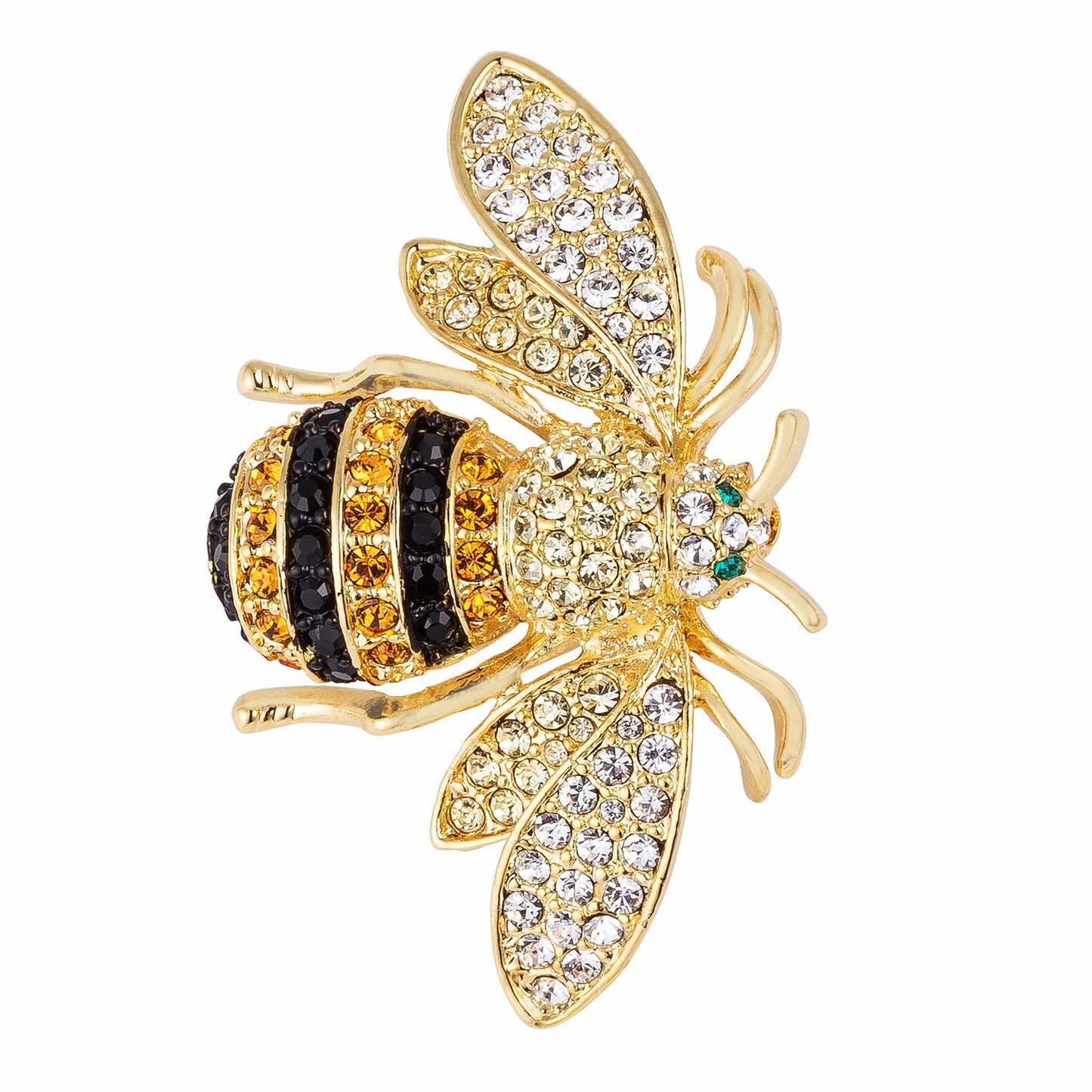 18k Gold Plated Golden Bumble Bee Crystal Brooch