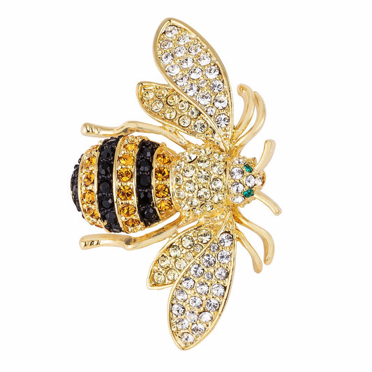 18k Gold Plated Golden Bumble Bee Crystal Brooch