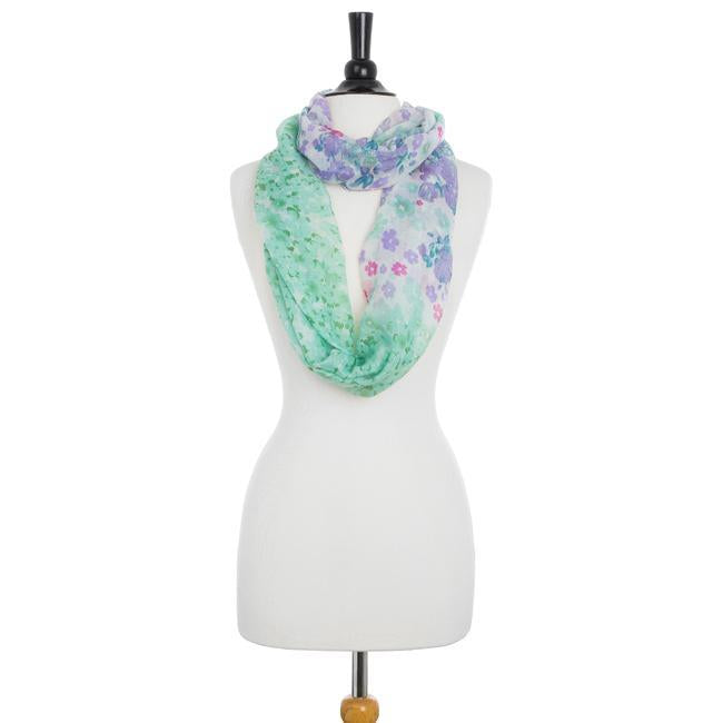 Sora Mint Floral Meadow Print Infinity Scarf