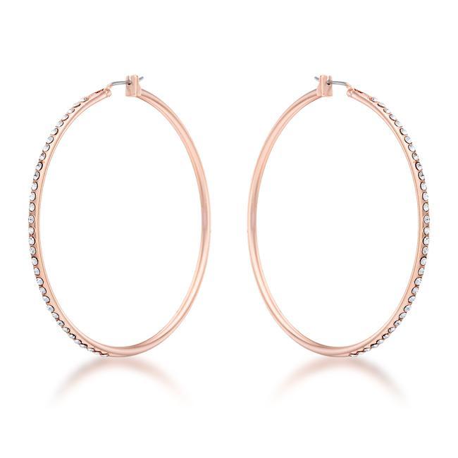 Large Rosegold Hoop Earrings with Crystals