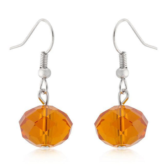 Orange Faceted Bead Earrings