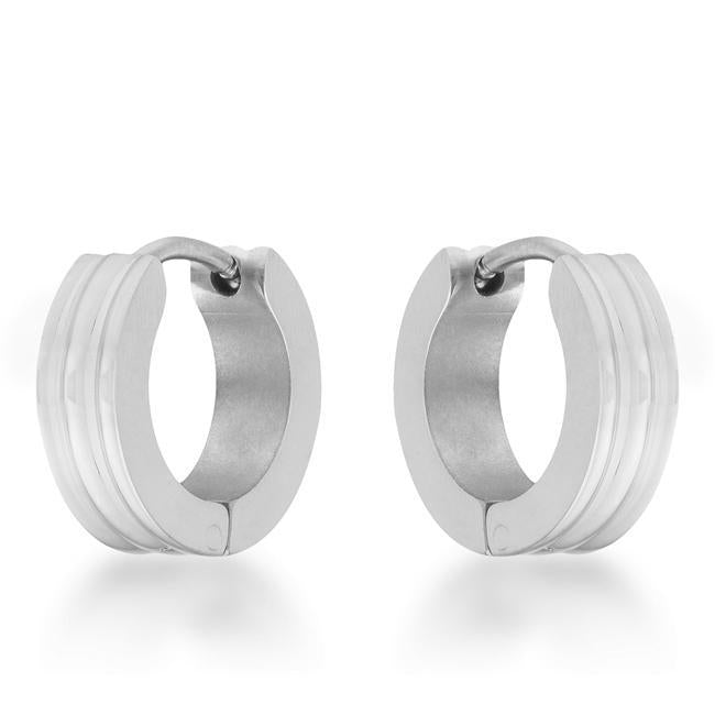 Marlene Rhodium Stainless Steel Small Hoop Earrings