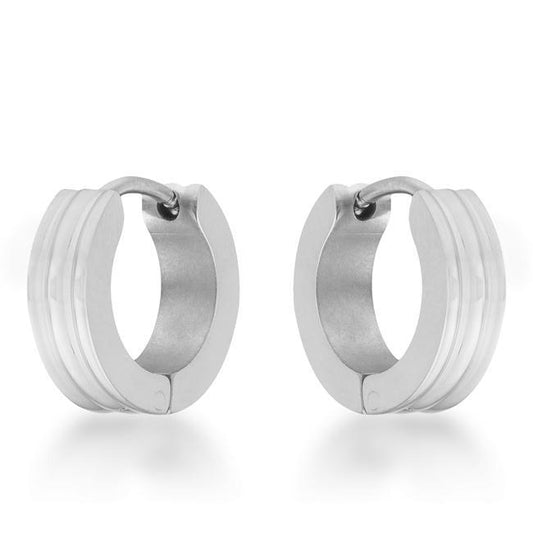 Marlene Rhodium Stainless Steel Small Hoop Earrings