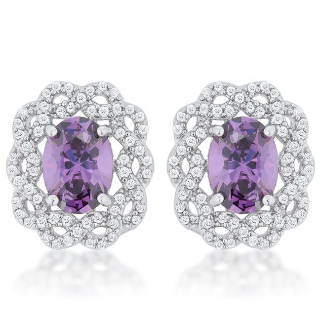 Amethyst Oval Stud Earrings