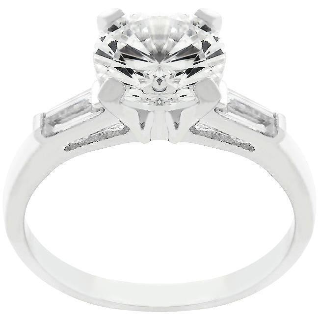 Classic Rhodium Plated Engagement Ring