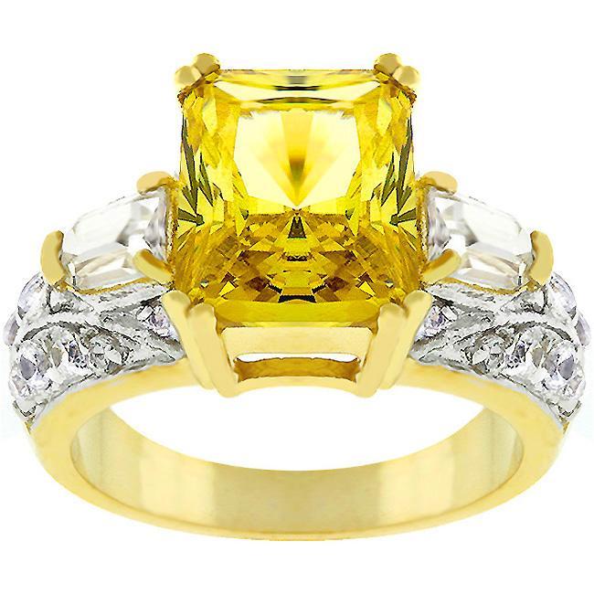 Yellow Cubic Zirconia Cocktail Ring