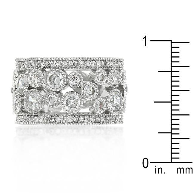 Elegant Clear Cubic Zirconia Crest Ring