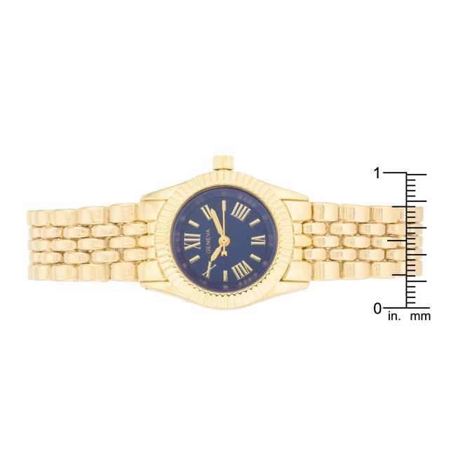 Gold Link Watch With Navy Dial