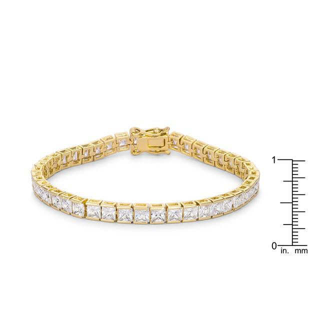 Princess Cut CZ Gold Tone Tennis Bracelet