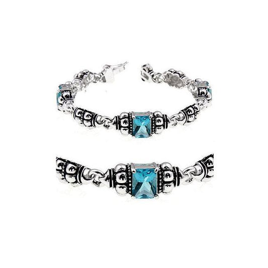 Aqua Cubic Zirconia Ball Bracelet