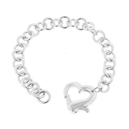 Rhodium Plated Heart Bracelet