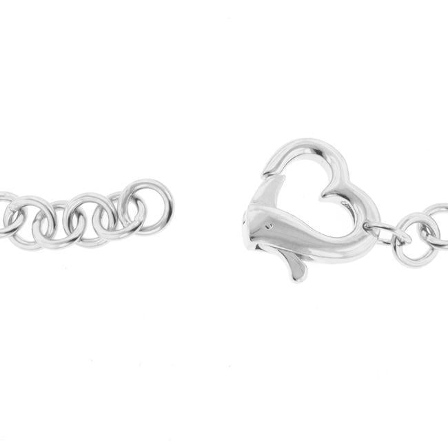 Rhodium Plated Heart Bracelet