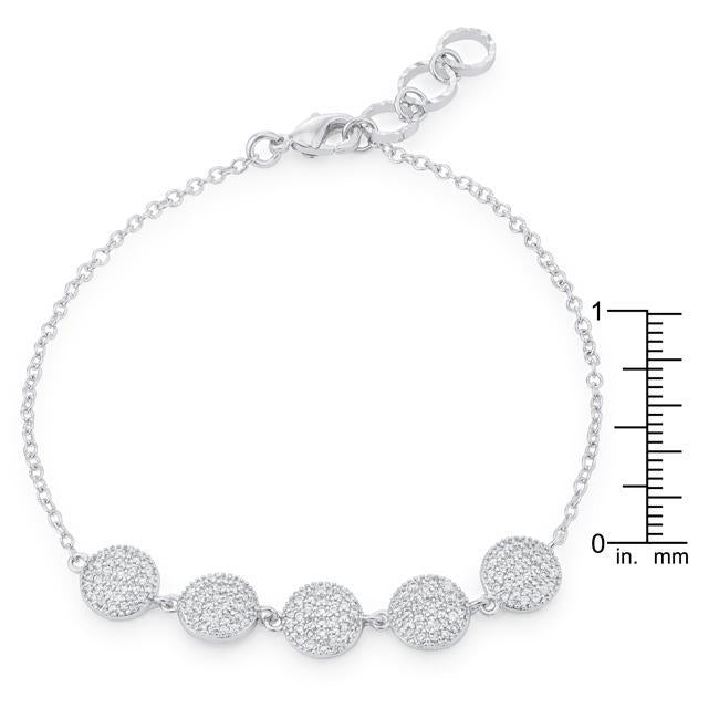 Carol 0.8ct CZ Rhodium Pave Disc Bracelet