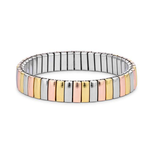 Tri-tone Stainless Steel Stretch Bracelet