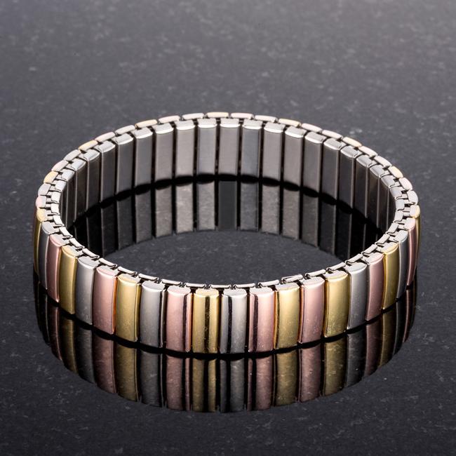 Tri-tone Stainless Steel Stretch Bracelet