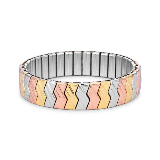 Tritone Zig-Zag Stainless Steel Stretch Bracelet