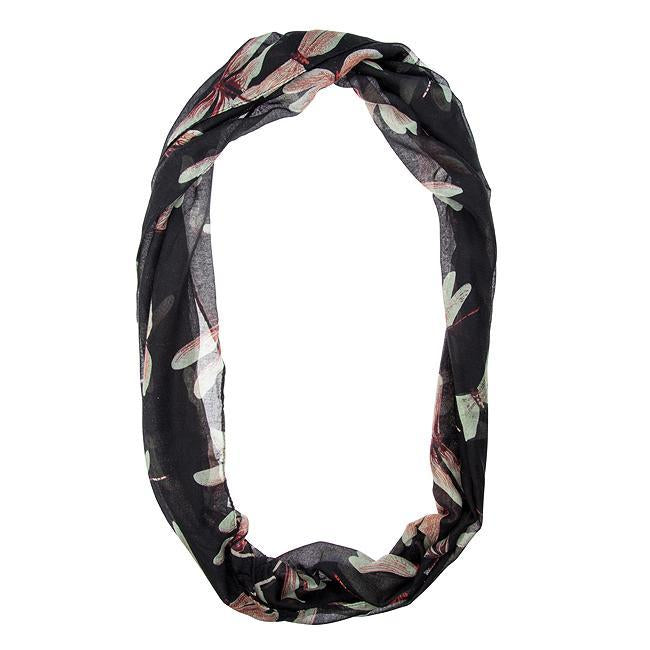 Dragonfly Black Infinity Scarf