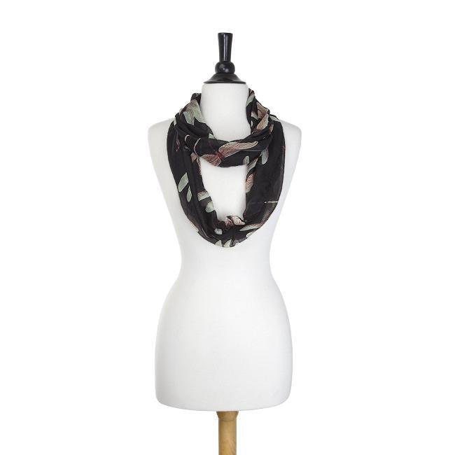 Dragonfly Black Infinity Scarf