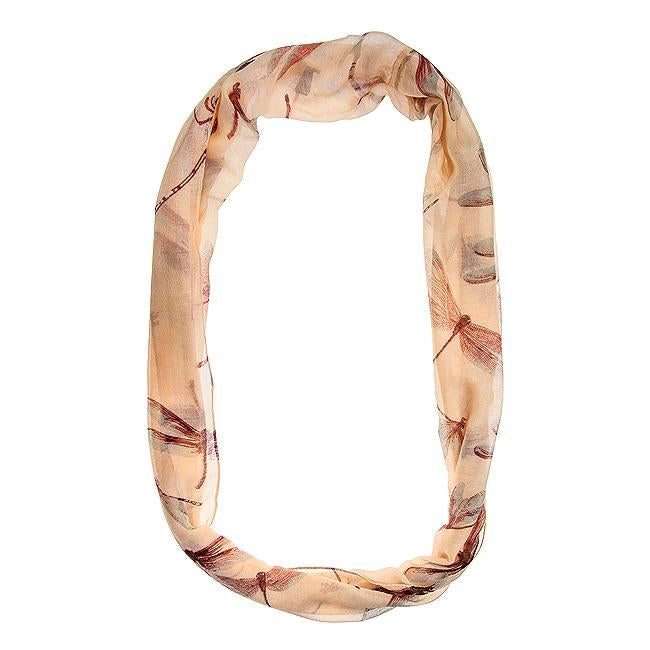 Dragonfly Peach Infinity Scarf