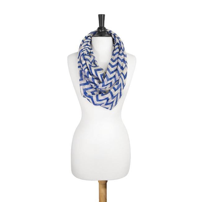 Zig Zag Blue Infinity Scarf