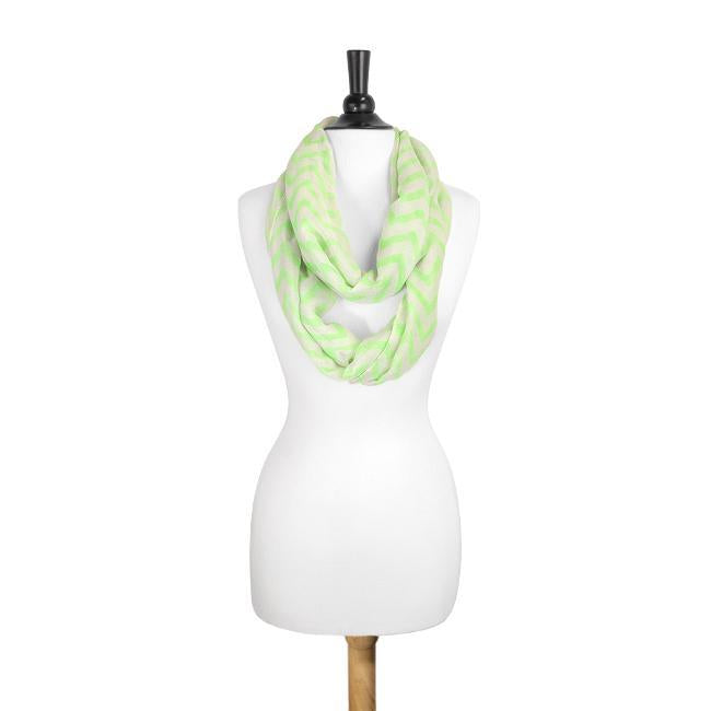 Zig Zag Neon Green Infinity Scarf