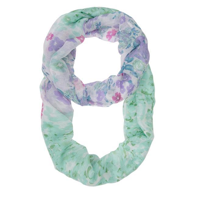 Sora Mint Floral Meadow Print Infinity Scarf