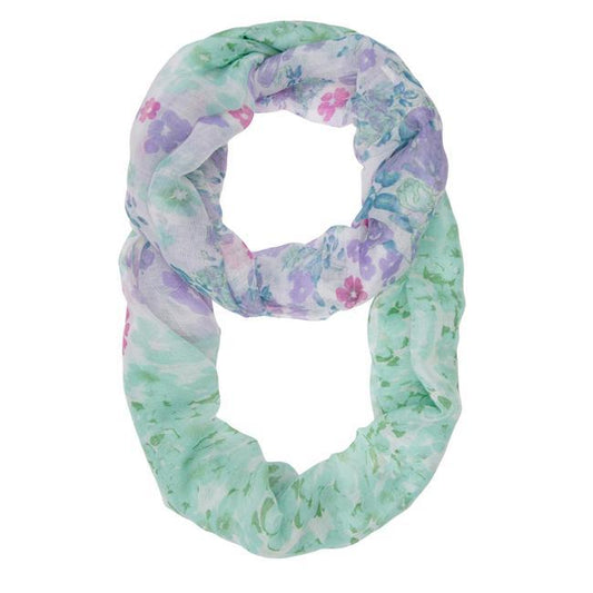 Sora Mint Floral Meadow Print Infinity Scarf