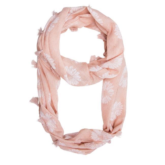 Sora Peach Floral Meadow Print Infinity Scarf