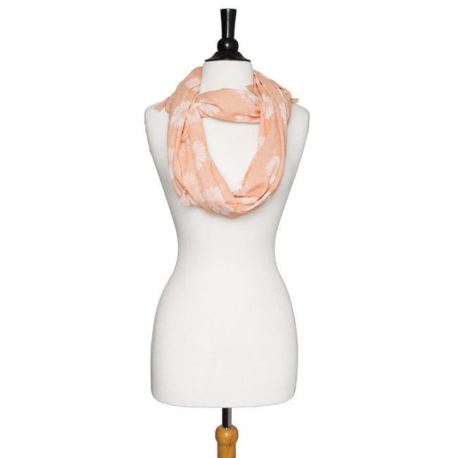 Sora Peach Floral Meadow Print Infinity Scarf