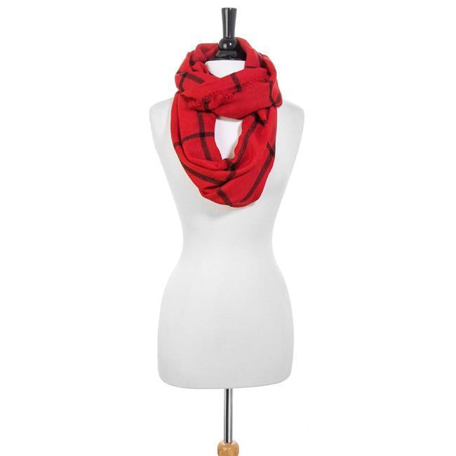 Tori Red Plaid Infinity Scarf