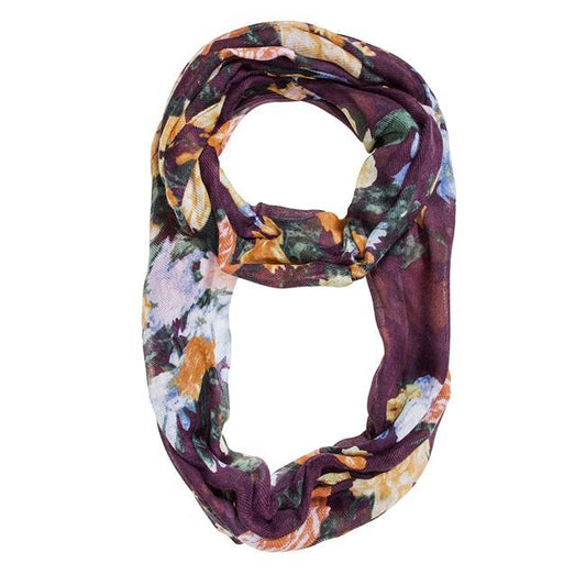 Purple Aria Floral Infinity Scarf