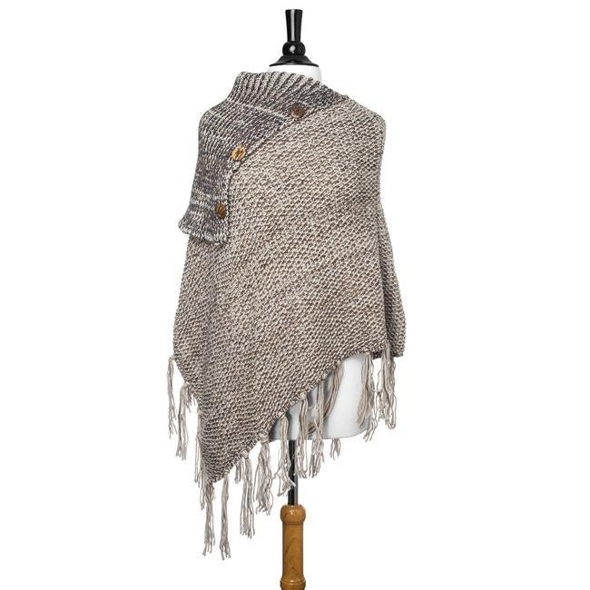 Taupe Wrap Around Knite Poncho