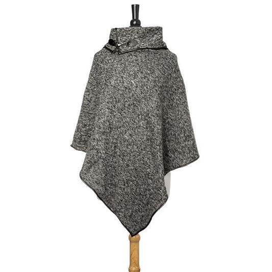 Black Heathered Knit Poncho