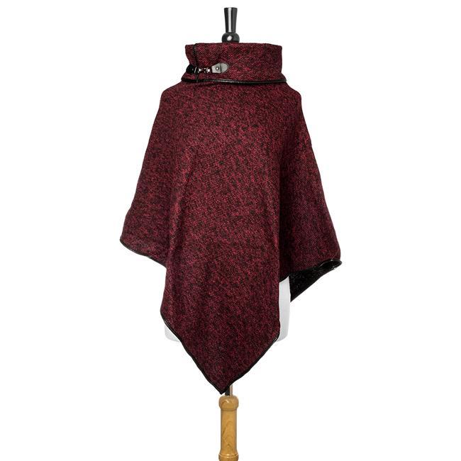 Burgundy Heathered Knit Poncho