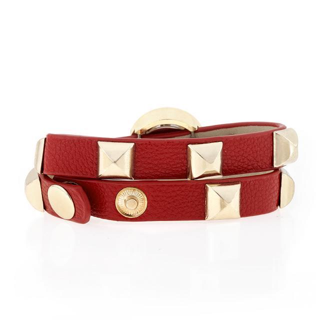 Red Studded Wrap Watch