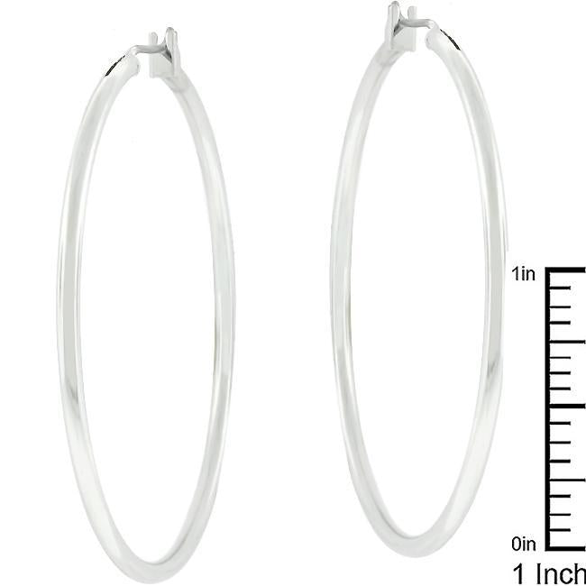 Large Silvertone Finish Hoop Earrings