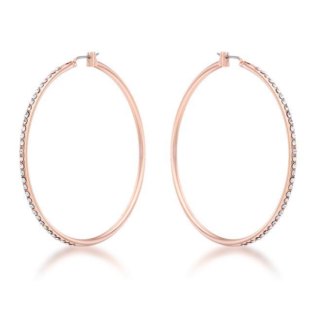 Large Rosegold Hoop Earrings with Crystals