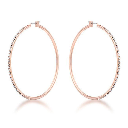 Large Rosegold Hoop Earrings with Crystals