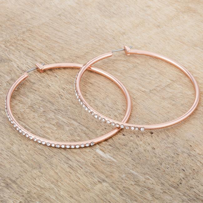 Large Rosegold Hoop Earrings with Crystals