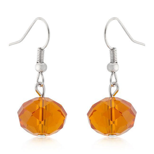 Orange Faceted Bead Earrings