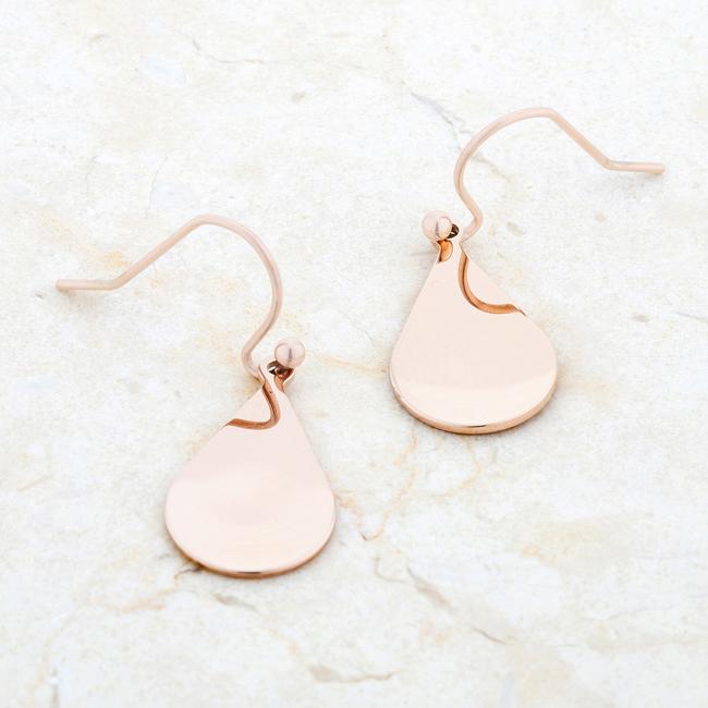 Karla Rose Gold Stainless Steel Teardrop Earrings