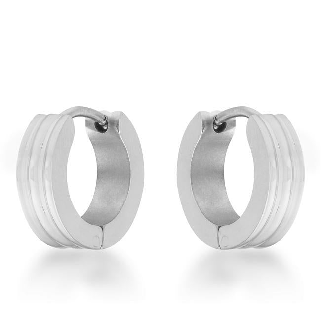 Marlene Rhodium Stainless Steel Small Hoop Earrings