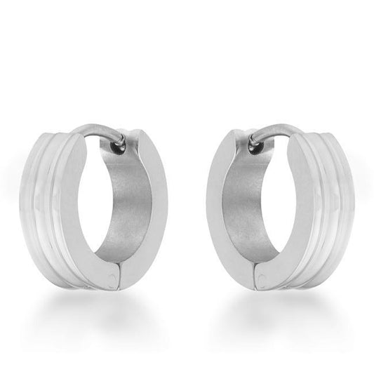 Marlene Rhodium Stainless Steel Small Hoop Earrings