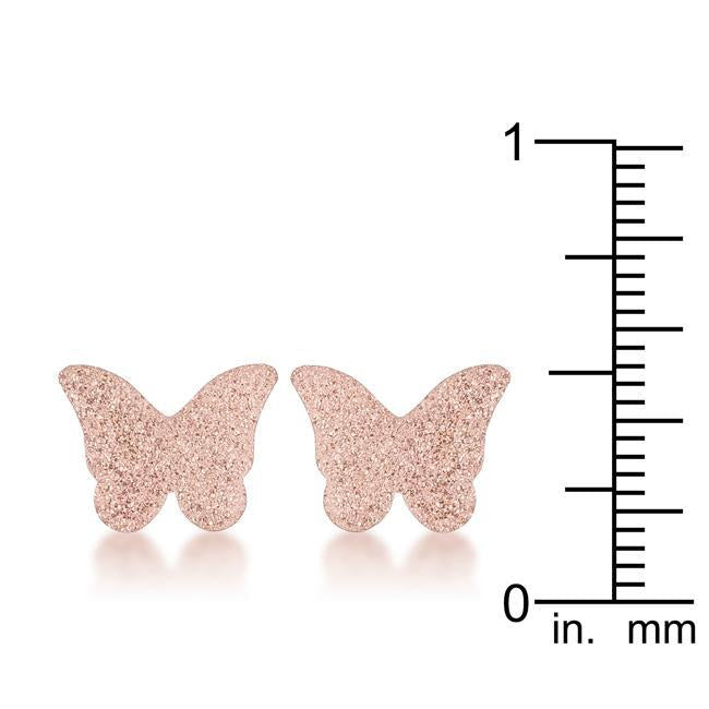 Jess Glittery Butterfly Rose Gold Stud Earrings