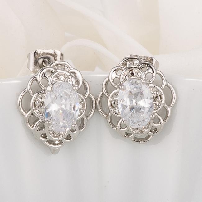 Antique Clear Oval Cut CZ Earrings