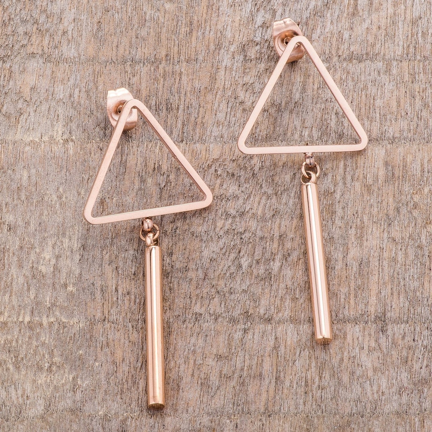 Trendy Triangle Bar Stainless Steel Drop Earrings