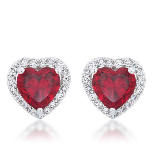 Ruby Heart Earrings