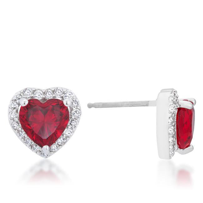 Ruby Heart Earrings