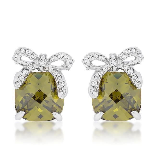 Olivine Drop Earrings with Bow